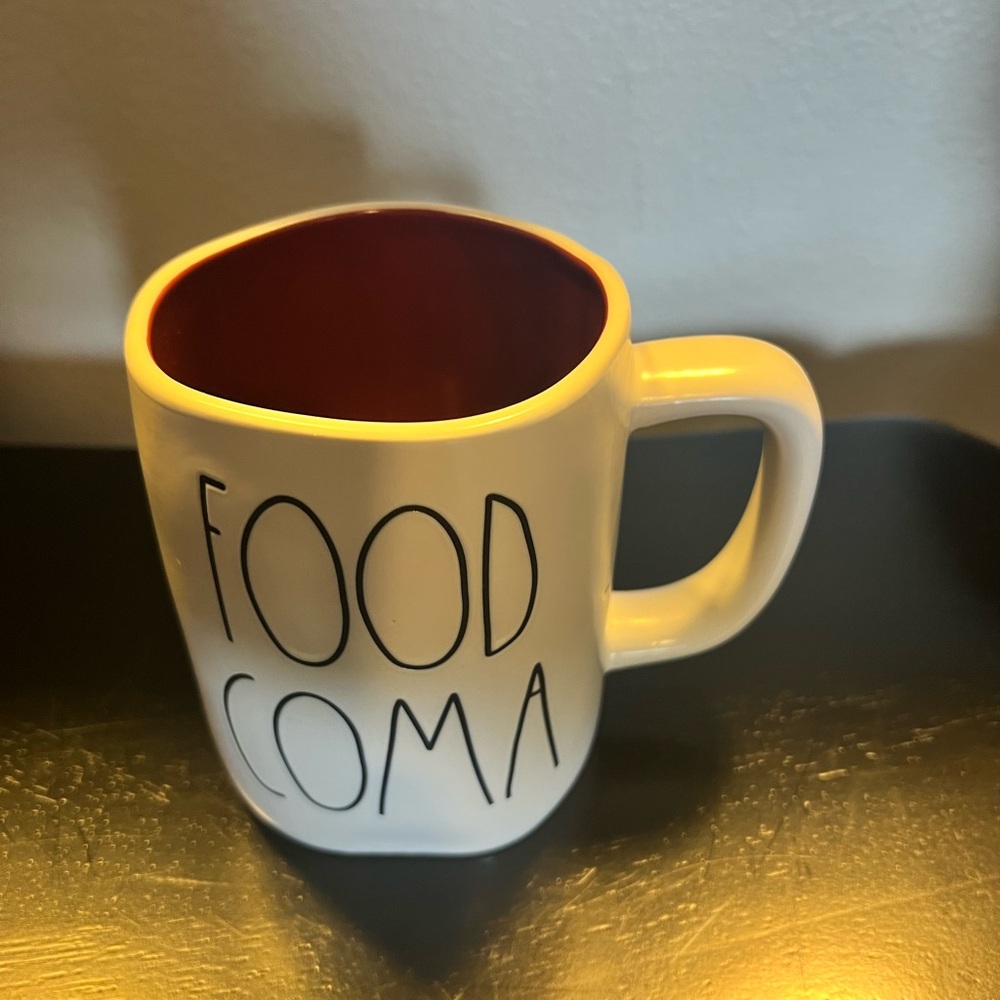 Rae Dunn White and Maroon Interior ‘Food Coma' Coffee Mug